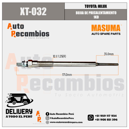 XT-032 BUJIA DE PRECALENTAMIENTO