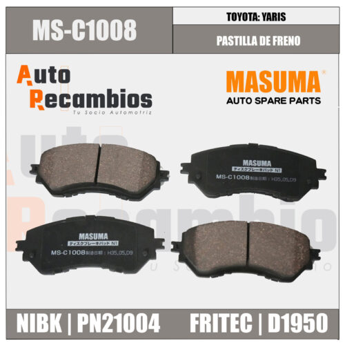 MS-C1008 PASTILLA DE FRENO TOYOTA YARIS