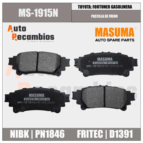 MS-1915N PASTILLA DE FRENO FORTUNER GASOLINERA