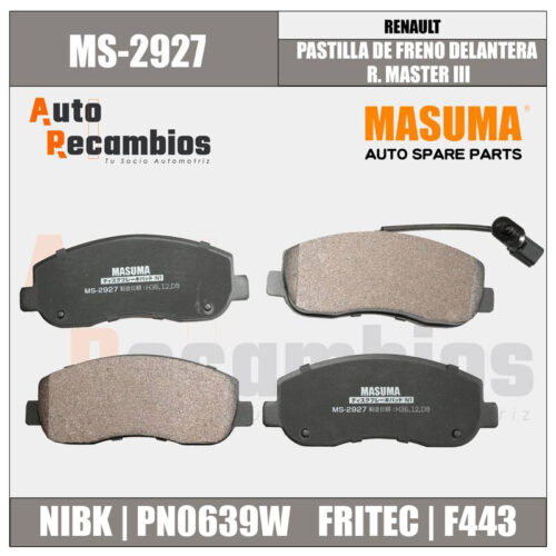 MS-2927 PASTILLA DE FRENO DELANTERA R MASTERIII