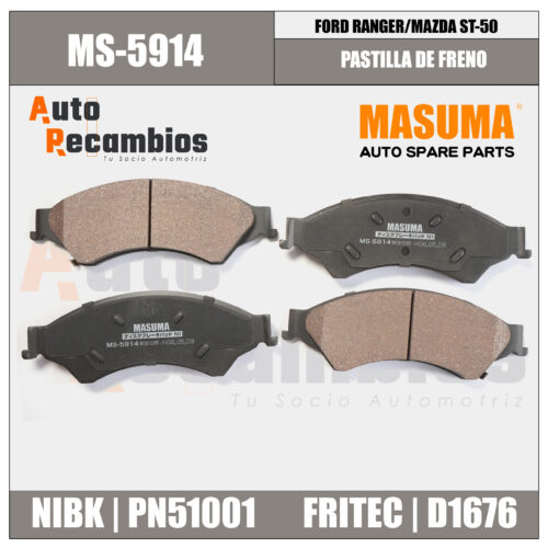 MS-5914 PASTILLA DE FRENO FORD RANGER/MAZDA ST-50