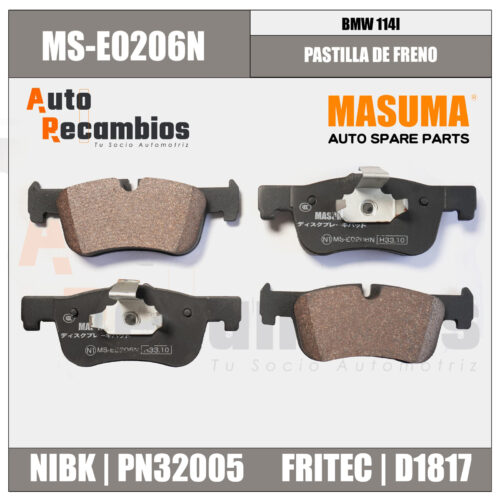 MS-E0206N PASTILLA DE FRENO BMW F20 F30