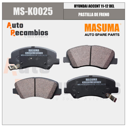 MS-K0025 PASTILLA DE FRENO HYUNDAI ACCENT 11-12 DEL