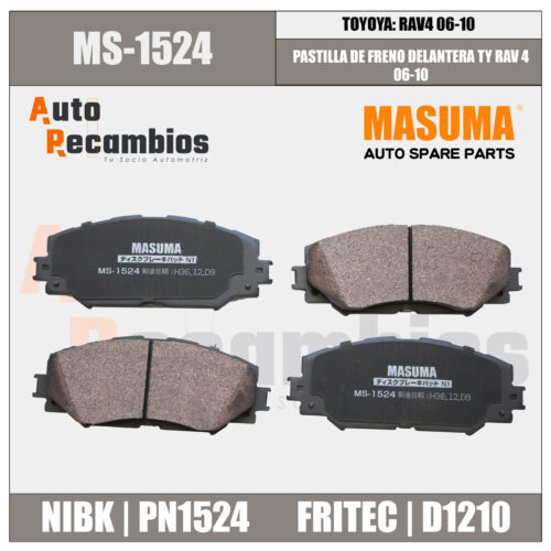 MS-1524N PASTILLA DE FRENO DELANTERA TY RAV 4 06-10