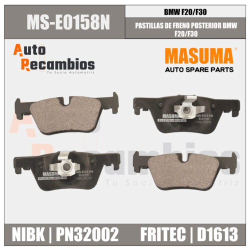 MS-E0158N PASTILLAS DE FRENO POSTERIOR BMW F20/F30